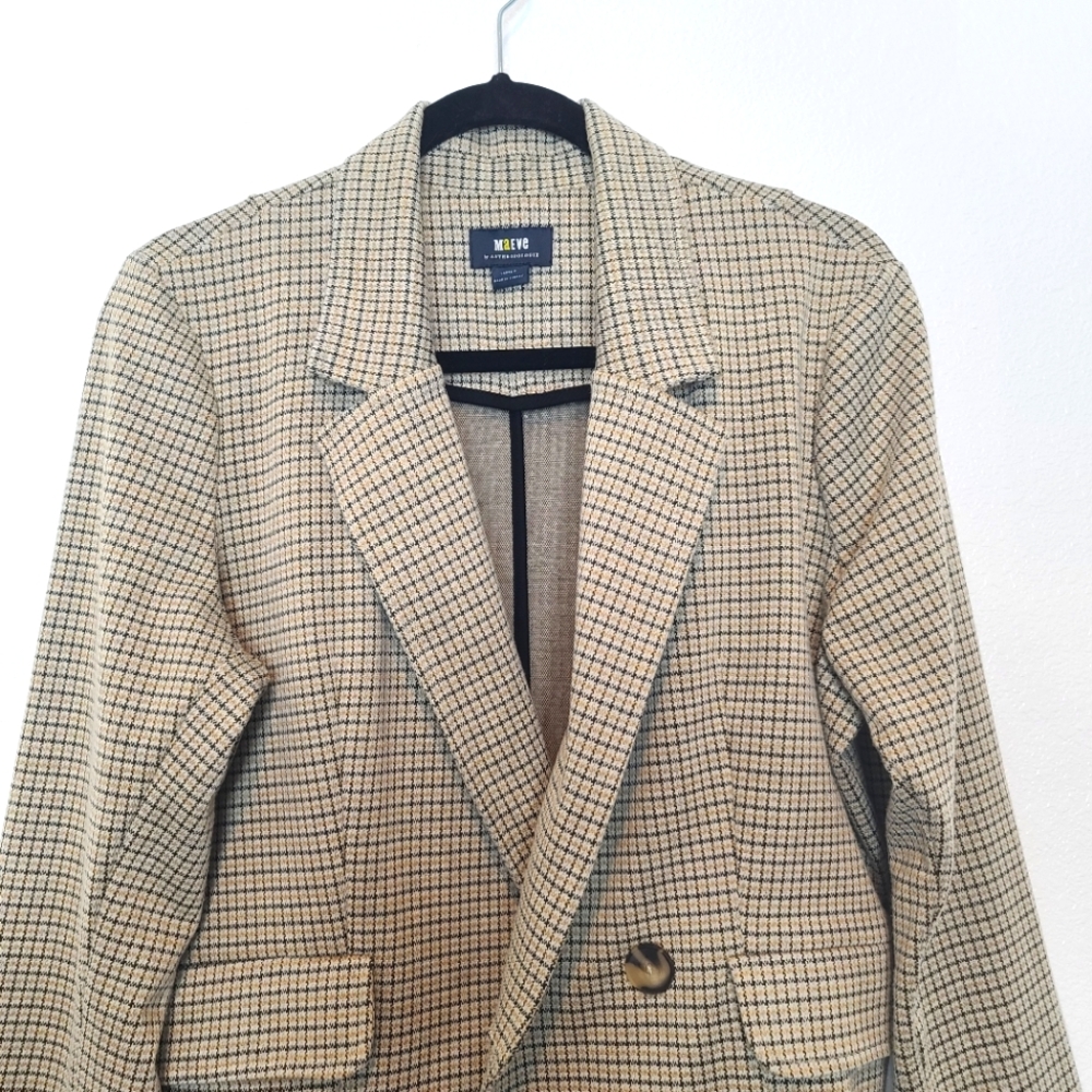 Anthropologie Maeve Houndstooth Stretch Knit Collegiate Blazer Jacket - Picture 5 of 8
